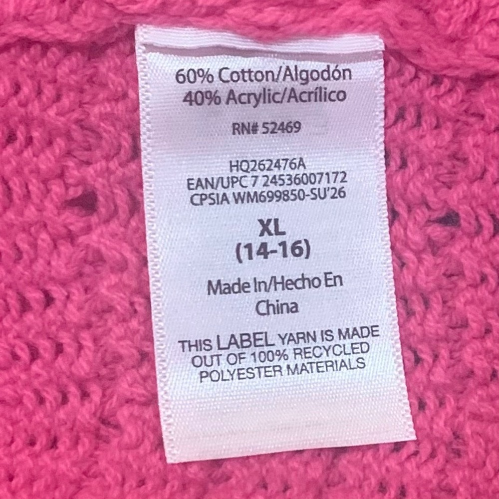 Wonder Nation Girls Pink Cheer Crochet Knit Sweater Tank Top XL 14-16 NEW - Picture 9 of 10